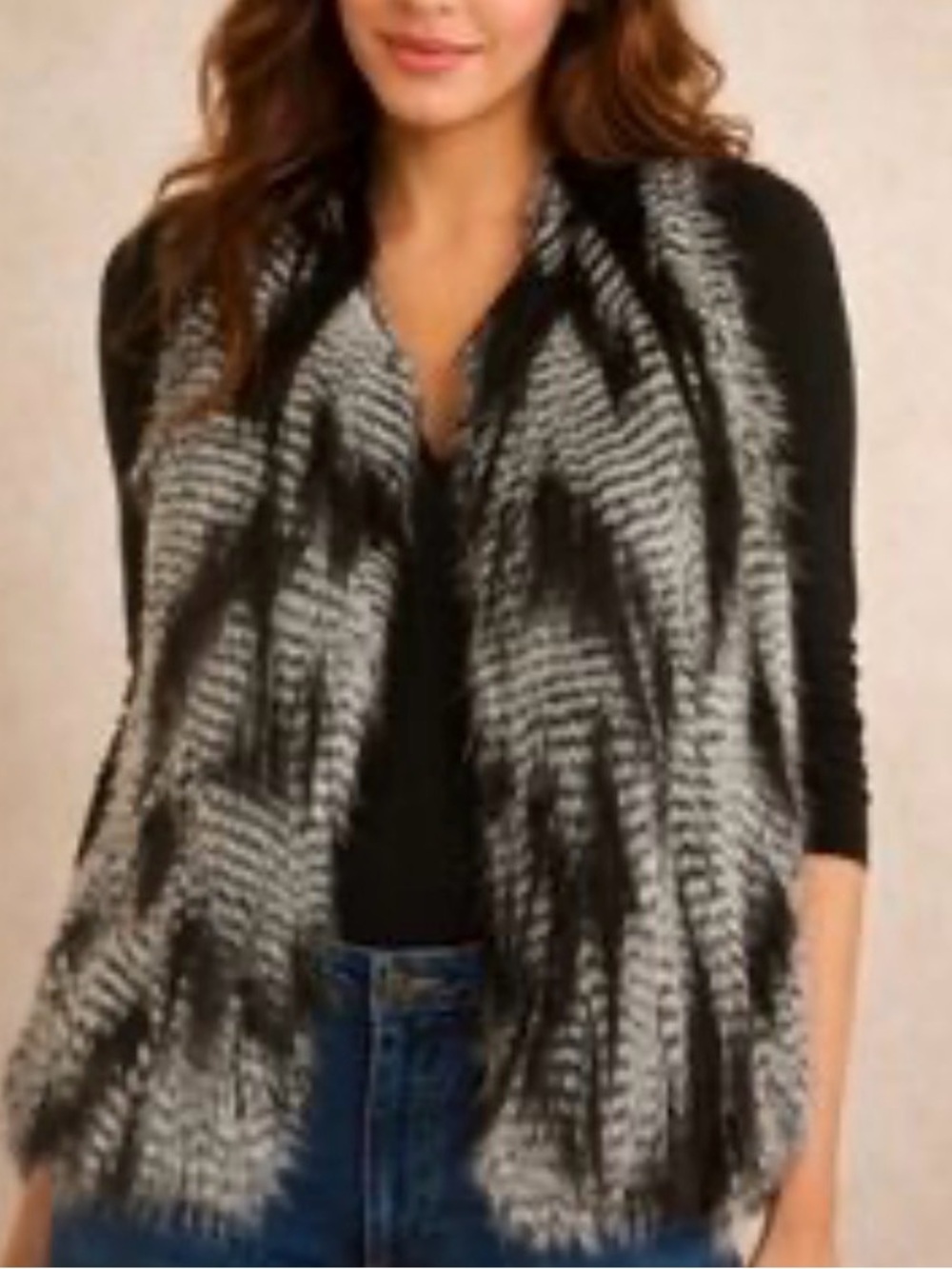 Faux Fur Vest with Front Tie